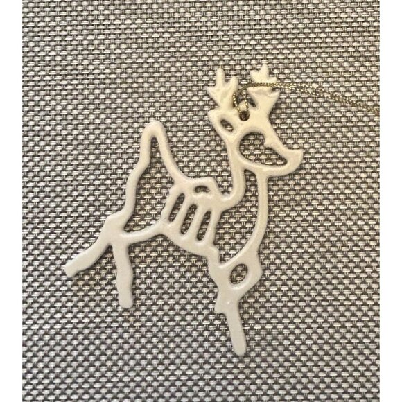 Vintage Lenox Porcelain Pierced Reindeer Ornament Gold Tassel Collectible - Picture 2 of 4